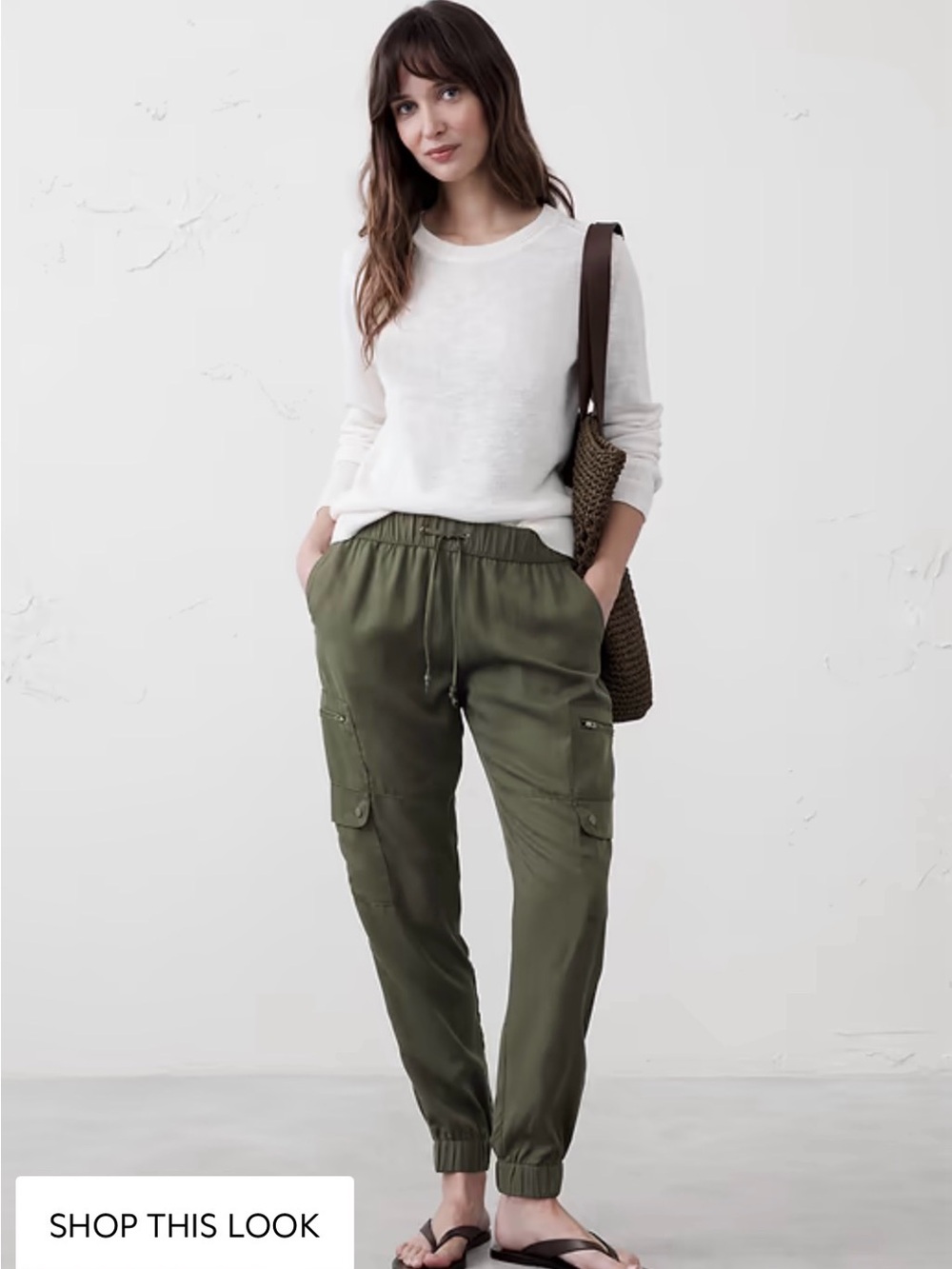 Banana Republic Jogger Tencel Olive Green Cargo Jogger Pants Size L